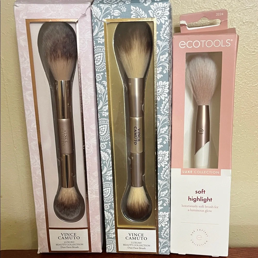 Vince Camuto duo face brush and eco tools makeup brush lot